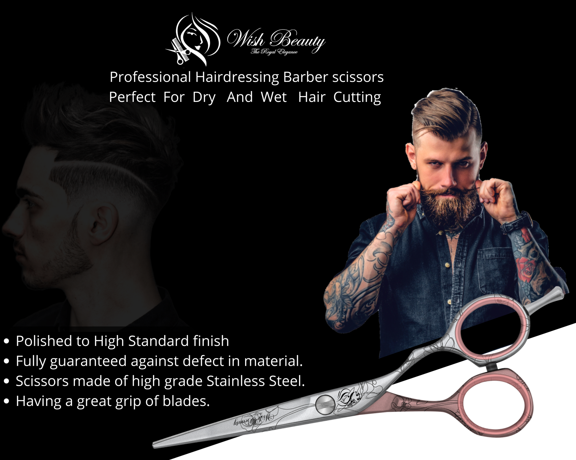 Hairdressers Barbers Stainless Steel Hair Cutting scissors 5.5 Japanese steel - Wishbeautyscissors