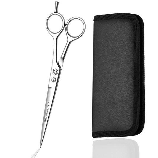 Barber Hair Cutting Scissors/Shears - 7'' Hairdressing Scissor Salon Razor Edge Straight Blade Shears with Finger Inserts - Wishbeautyscissors