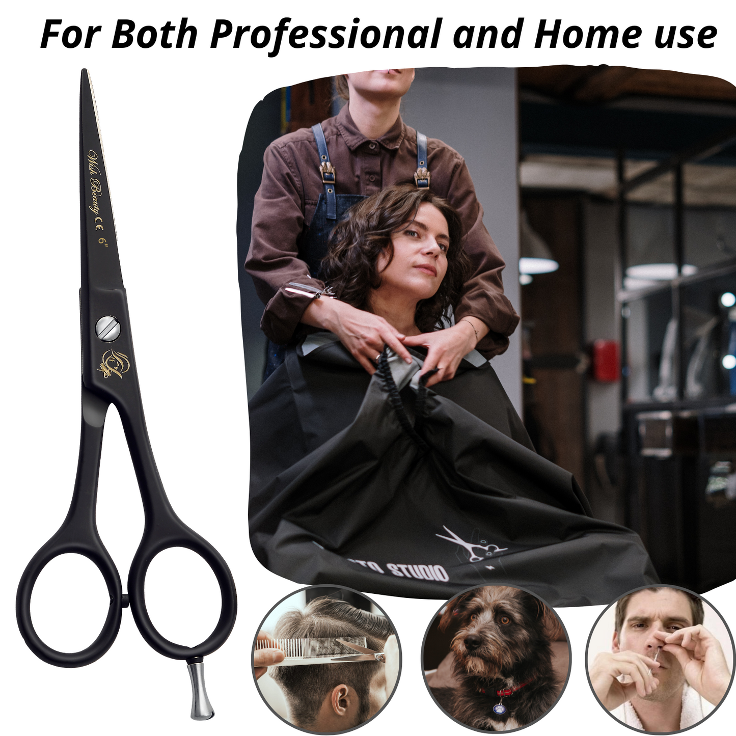 Black Hairdressers scissors 6" - Wishbeautyscissors