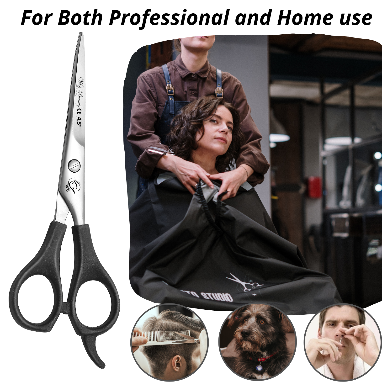 Black Handle Hairdressers  Or Home Use 4.5" - Wishbeautyscissors