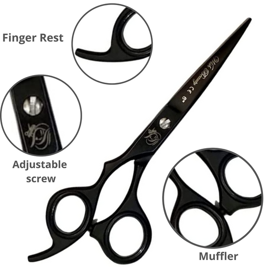 Black Hairdressers Scissors Left Handed 6" - Wishbeautyscissors