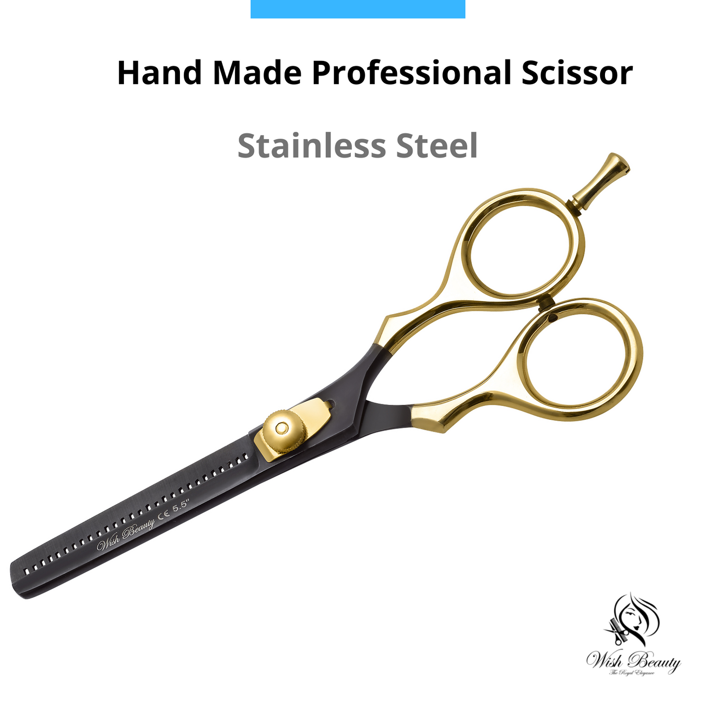 Black And Gold Hairdressers Thinning Scissors 5.5" - Wishbeautyscissors