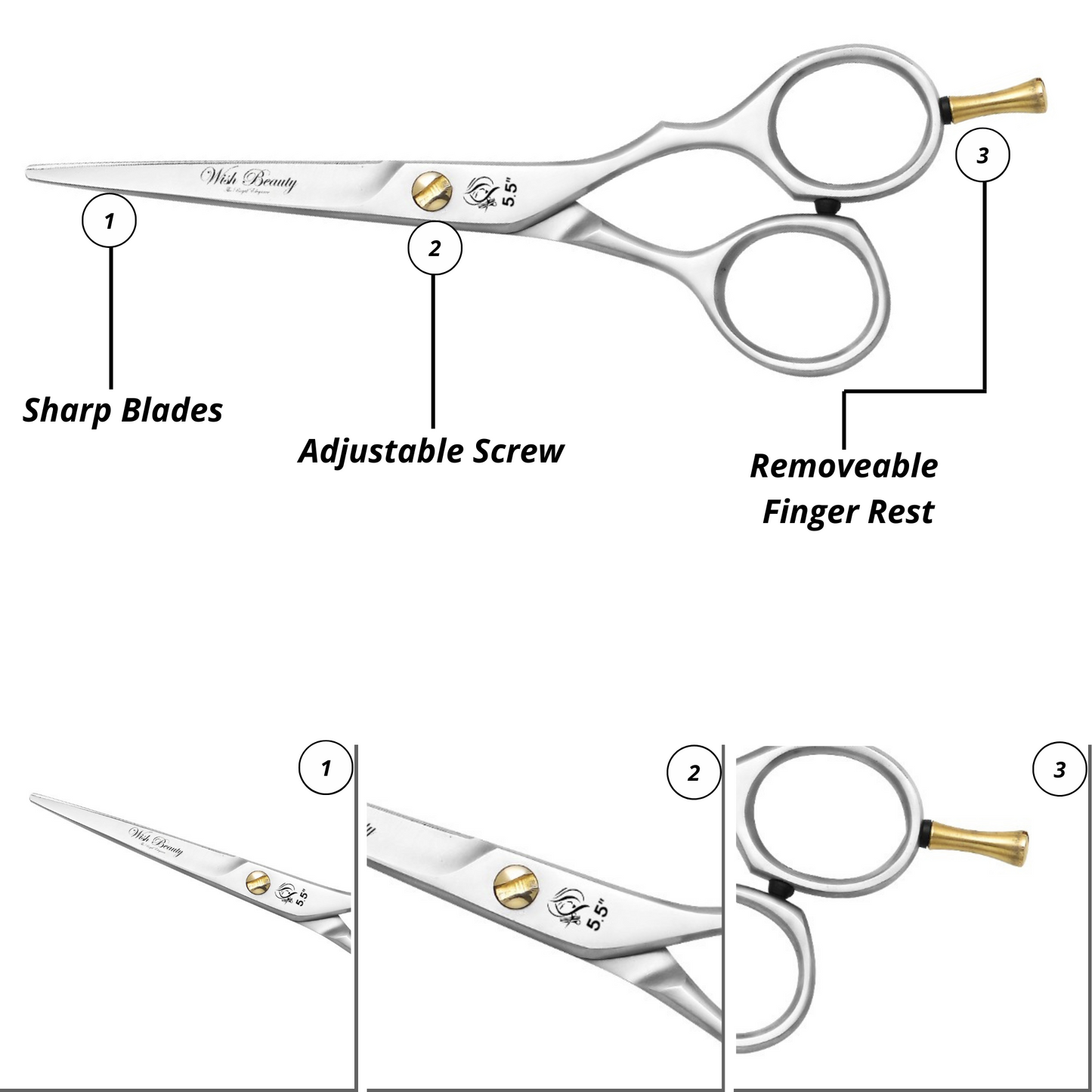 Hairdressing Scissors Professional Extremely Sharp Blades, Fine Cutting 440C Steel - Wishbeautyscissors