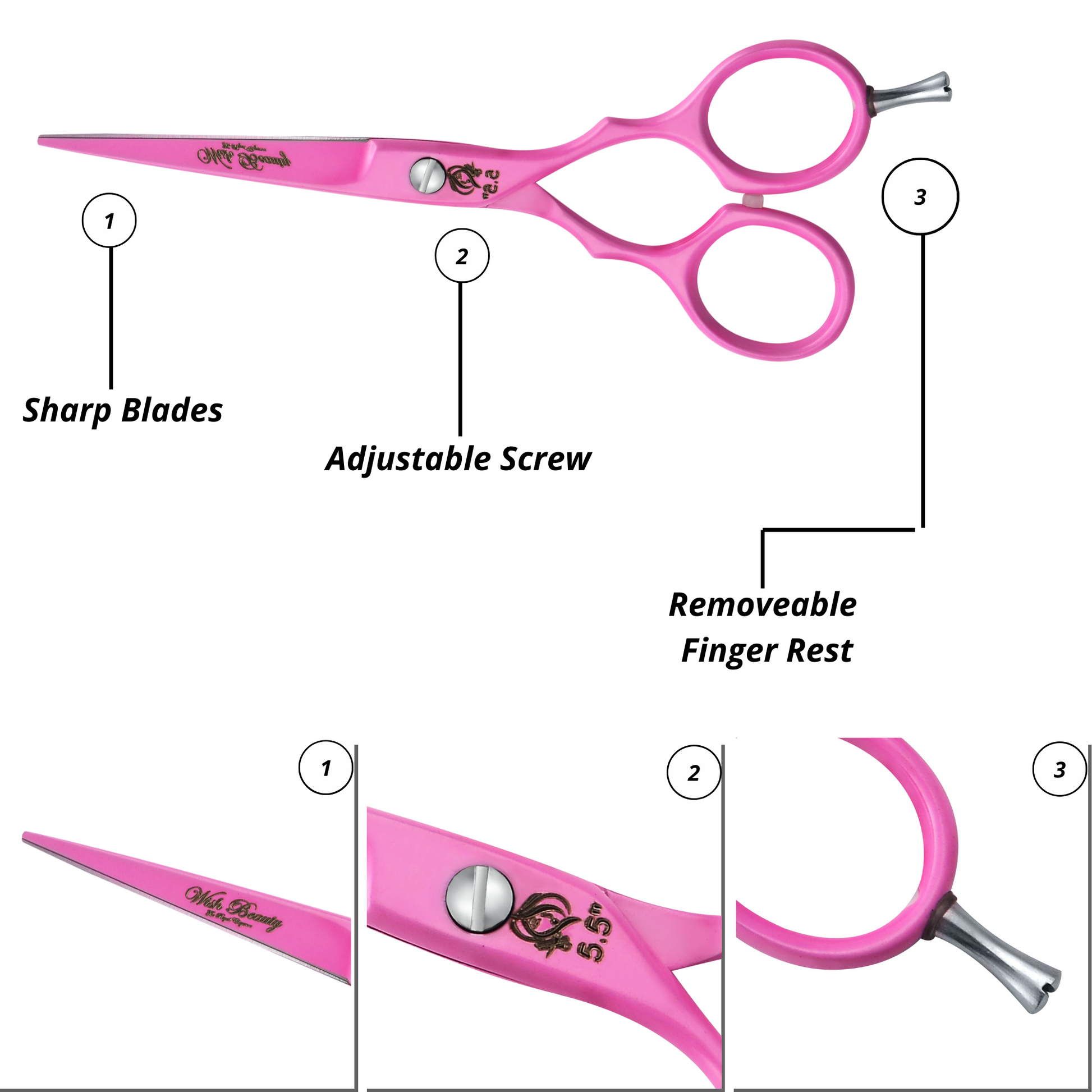 5.5" Left Hand Professional Salon Hair Cutting Scissors and Thinning Shears - Perfect for Left-handed Hairdresser - Wishbeautyscissors