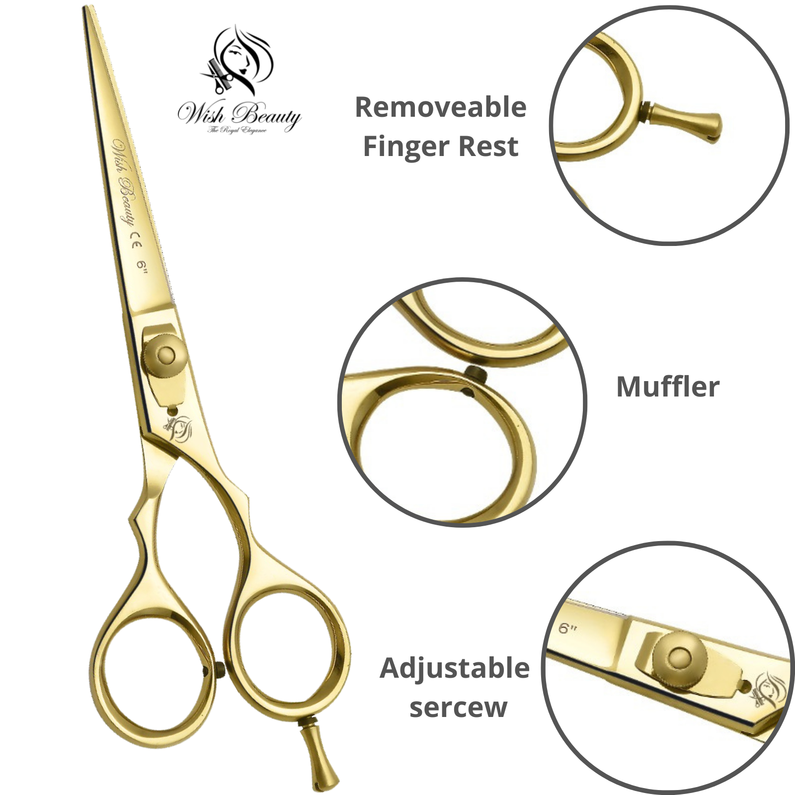 Golden Hairdressers Scissors 6" - Wishbeautyscissors