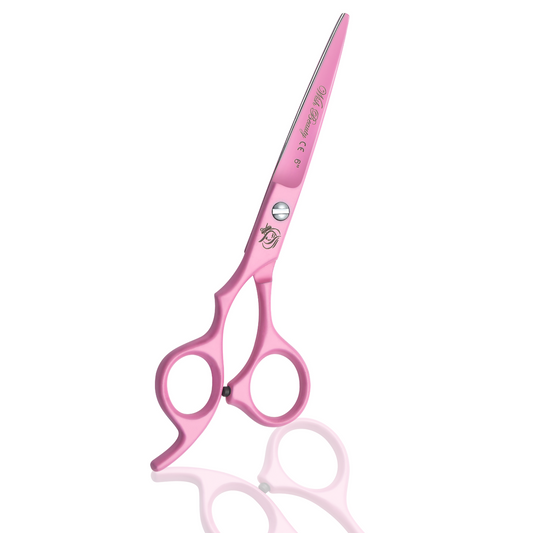 Pink Hairdressers scissors left handed 6" - Wishbeautyscissors