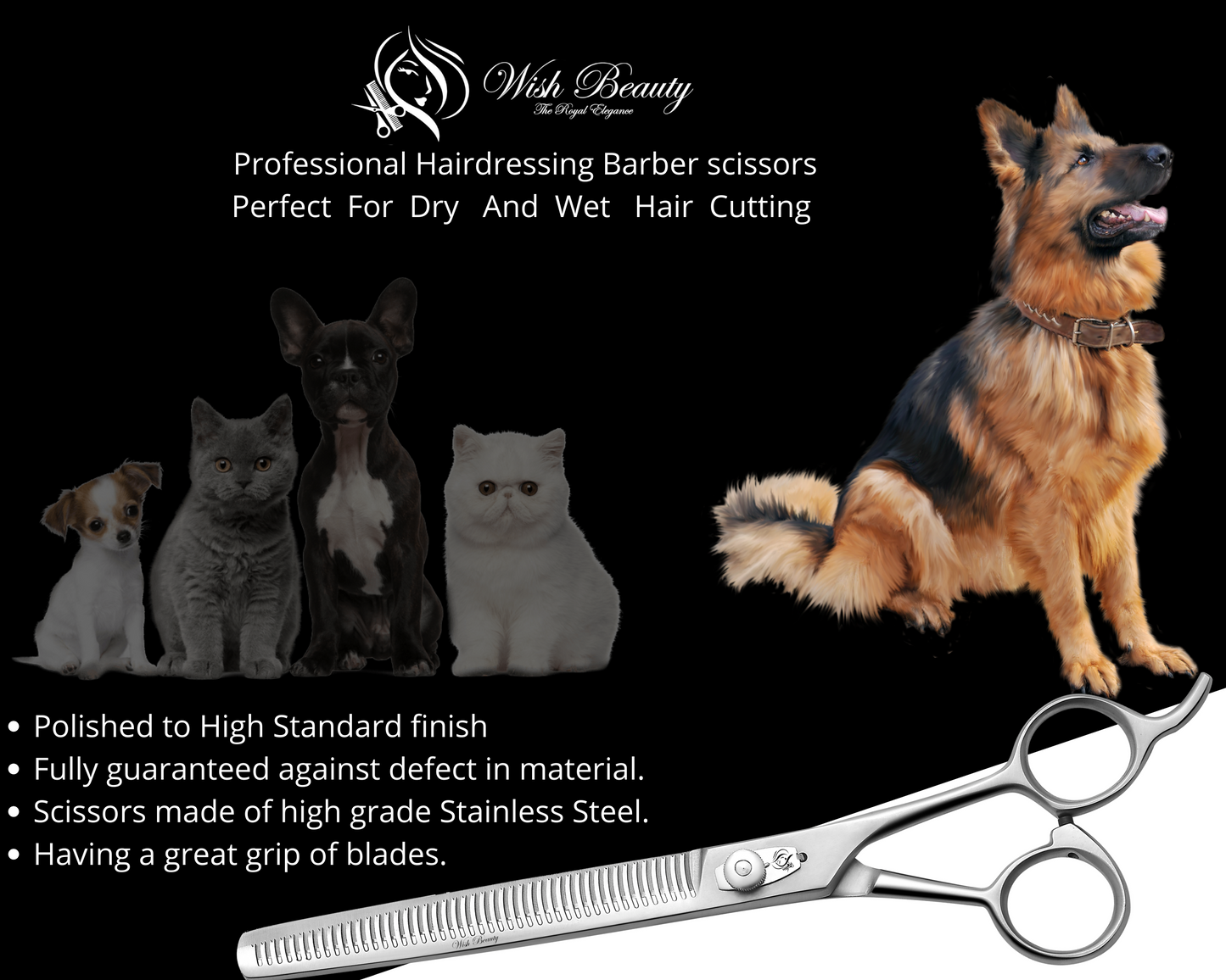 Pet Grooming Thinning Scissors Stainless Steel Cats and Dogs Hair Scissors Thinning scissor 8.5 inch - Wishbeautyscissors