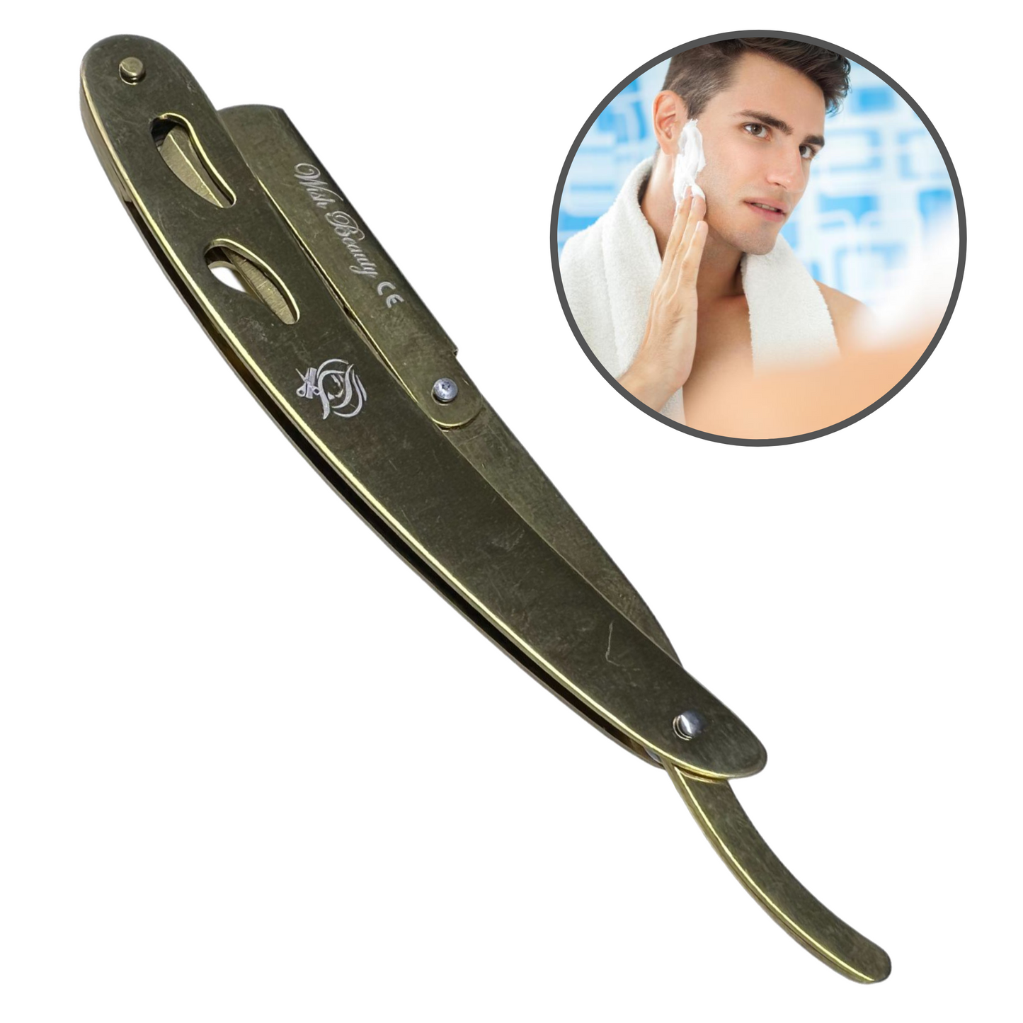 Professional Barber Straight Cut Throat Shaving Razor – Salon Shaver with +10 Replacement Blades