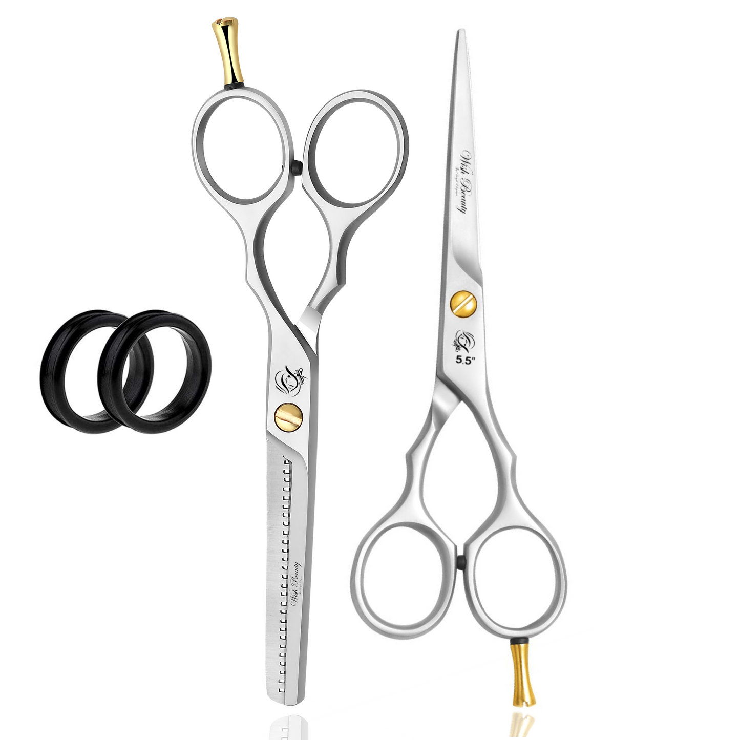 Professional Home Haircutting Barber/Salon Thinning Shears 5.5 inch scissors Kit with Comb and Case for Men/Women - Wishbeautyscissors