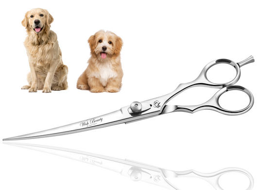 8 inch Pet Grooming Scissors Stainless Steel Cats and Dogs Hair Scissors Up and Down Curved Scissors Sharp Haircut Pet Tool Set - Wishbeautyscissors