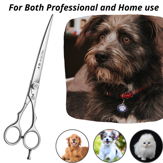 8 inch Pet Grooming Scissors Stainless Steel Cats and Dogs Hair Scissors Up and Down Curved Scissors Sharp Haircut Pet Tool Set - Wishbeautyscissors