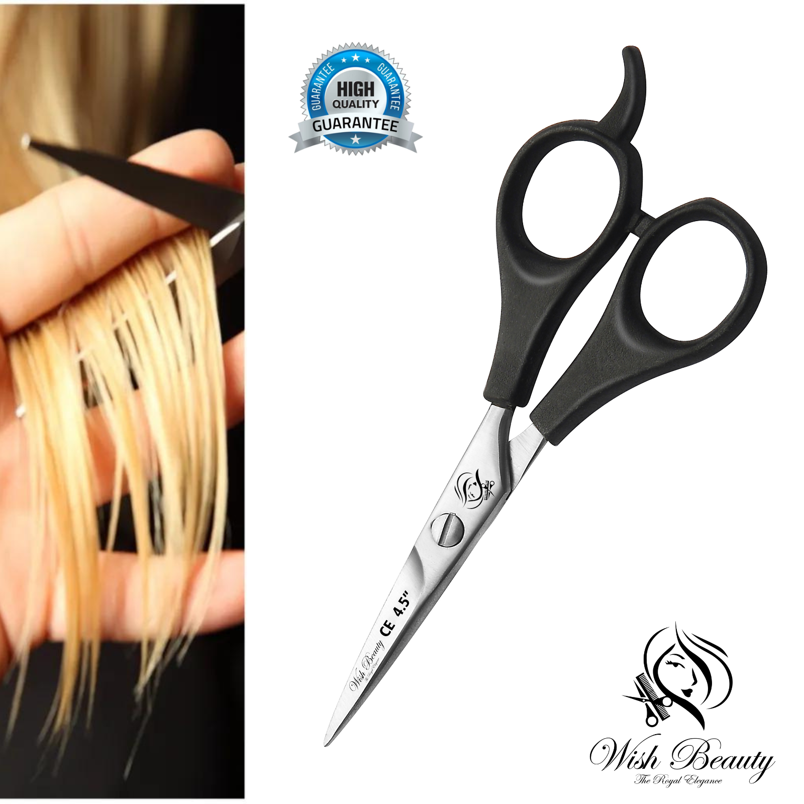 Black Handle Hairdressers  Or Home Use 4.5" - Wishbeautyscissors